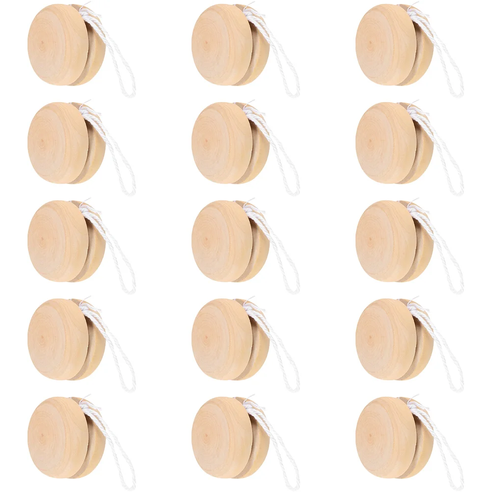 

15pcs Hand Painting Yo-Yo Balls Wooden Yo-Yo Balls Children DIY Plaything DIY Accessory