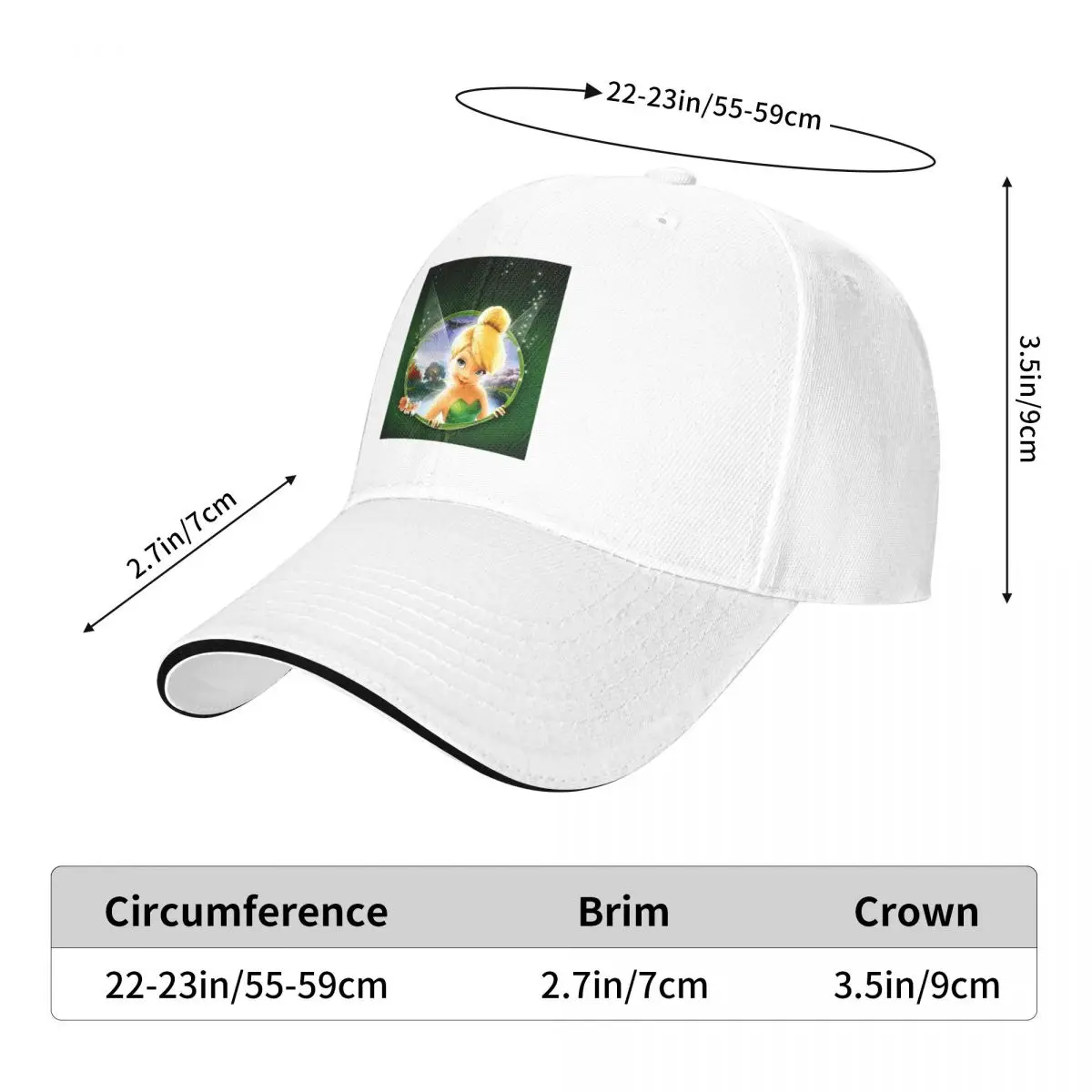Tinker Bell Cap Fashion Casual Baseball Caps Adjustable Hat Hip Hop Summer Unisex Hats Customizable Polychromatic