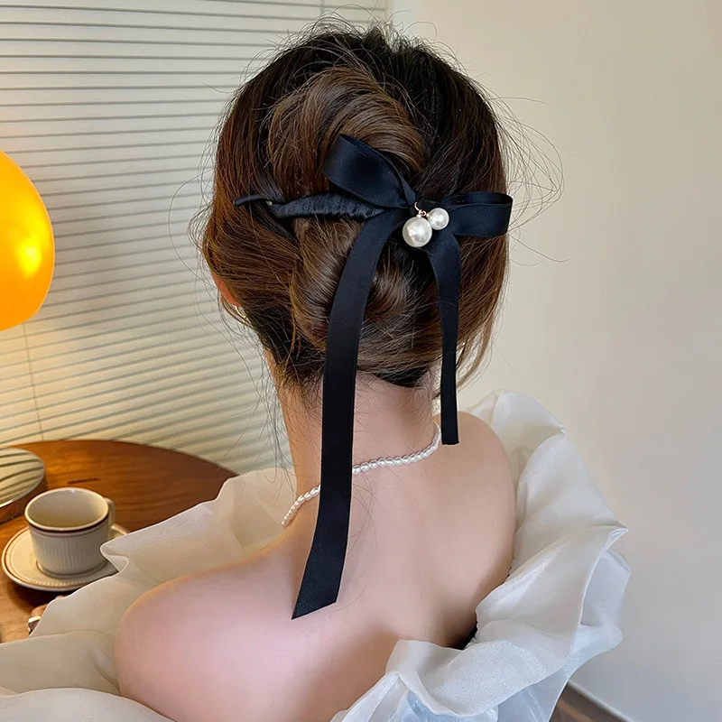 Заколка для волос Mori Imiation с жемчужным бантом, аксессуар на голову, зажим для волос с пластиной, летняя тиара