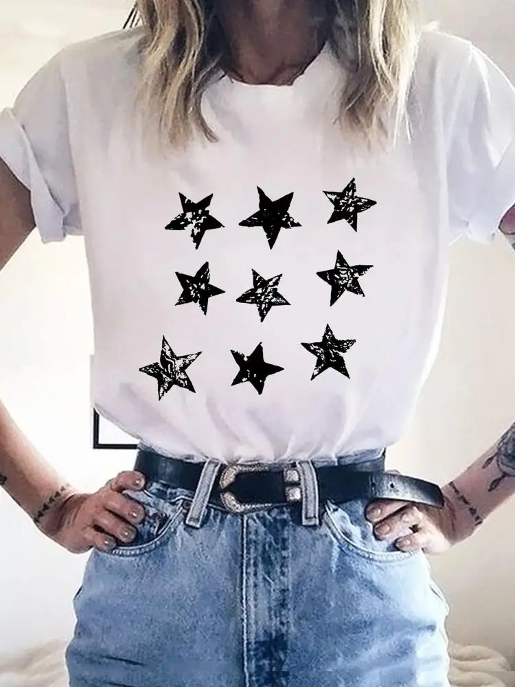 

Short Sleeve T-shirt Star Lovely Trend Summer Clothes Women Clothing Print T Shirt Fashion Graphic Kawaii Basic Tee Top