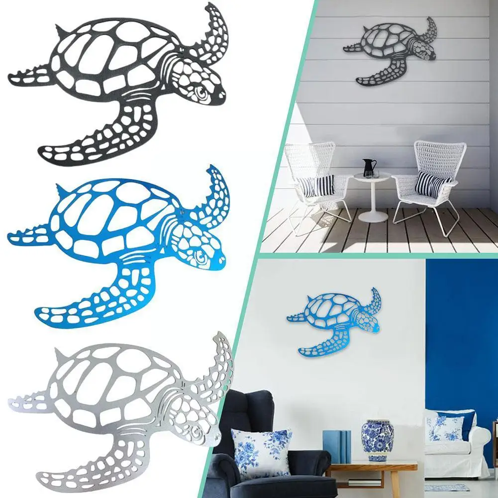 

1PCS Metal Sea Turtle Ornament Beach Theme Decor Wall Art Decorations Wall Hanging for Indoor Livingroom Decor W5F3