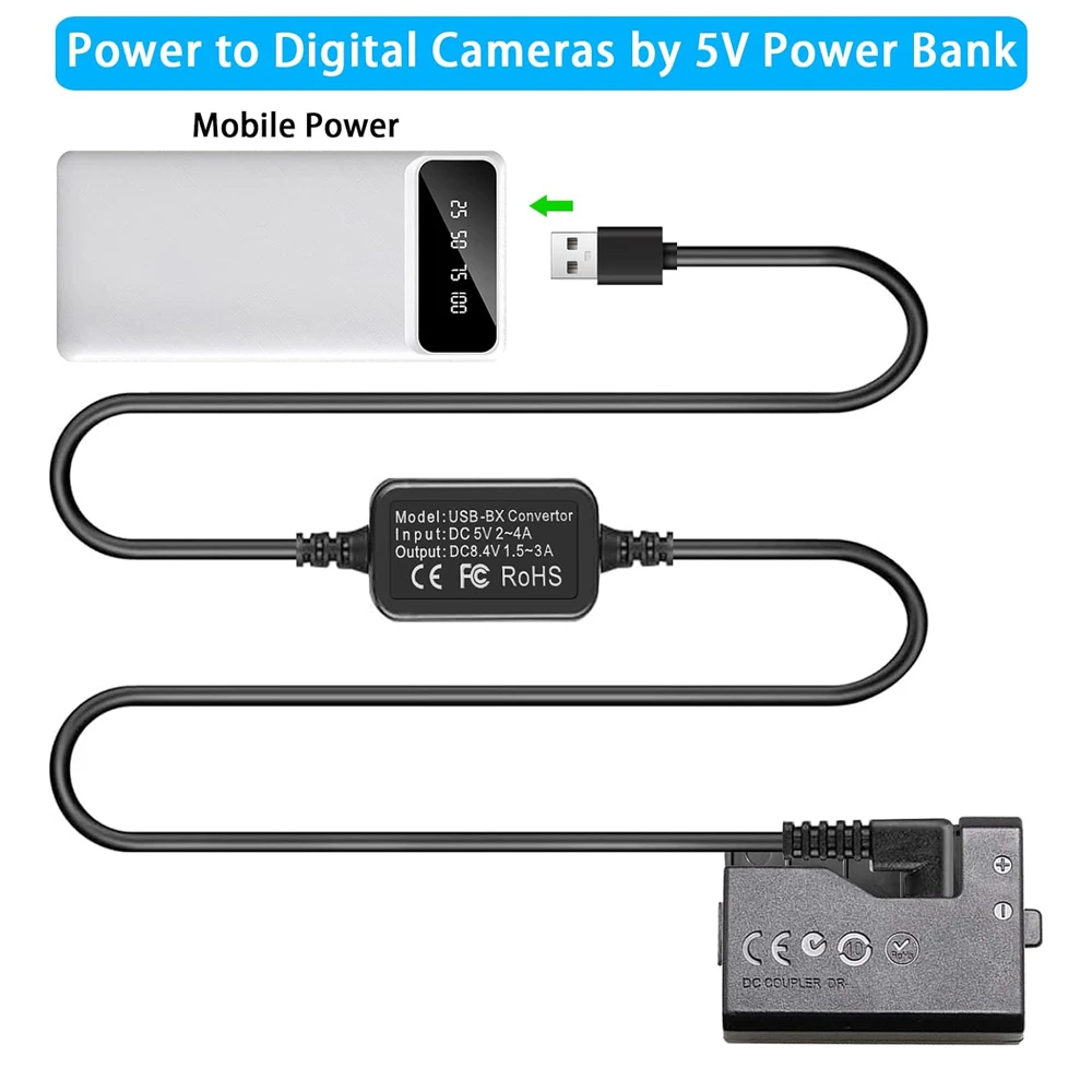 Адаптер постоянного тока USB-конвертер муляж аккумулятора для Canon EOS Rebel T5i T3i T4i T2i Kiss