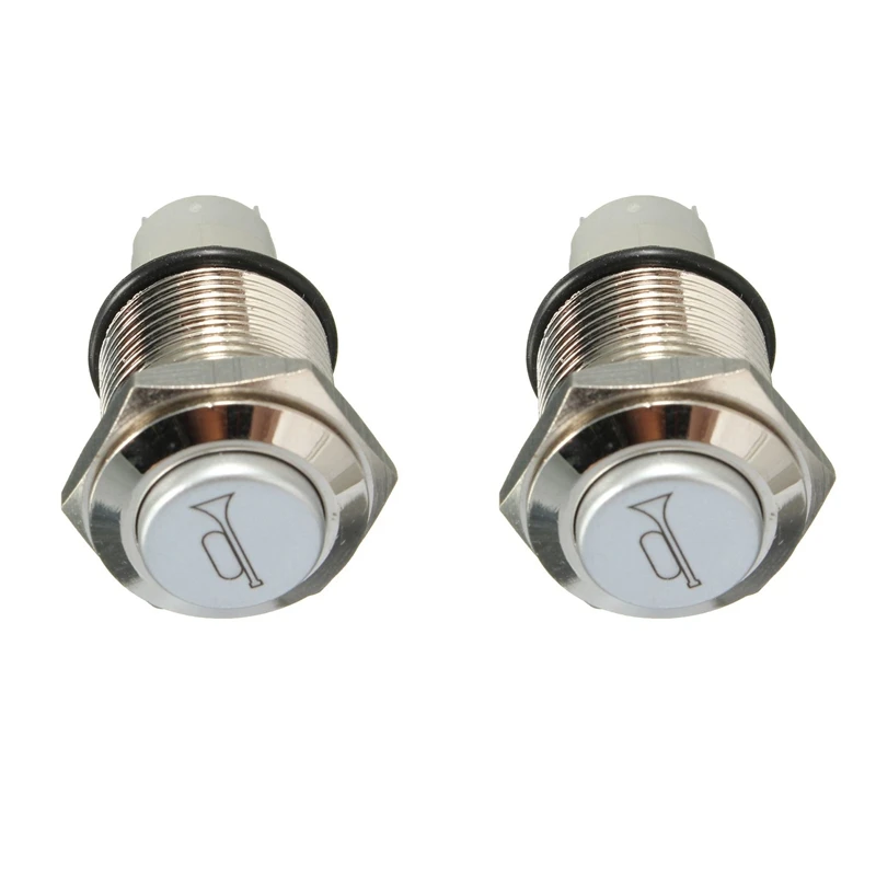 

2 Pcs 12V 16Mm Car LED Light Momentary Horn Button Metal Switch Push Button , Blue & Red