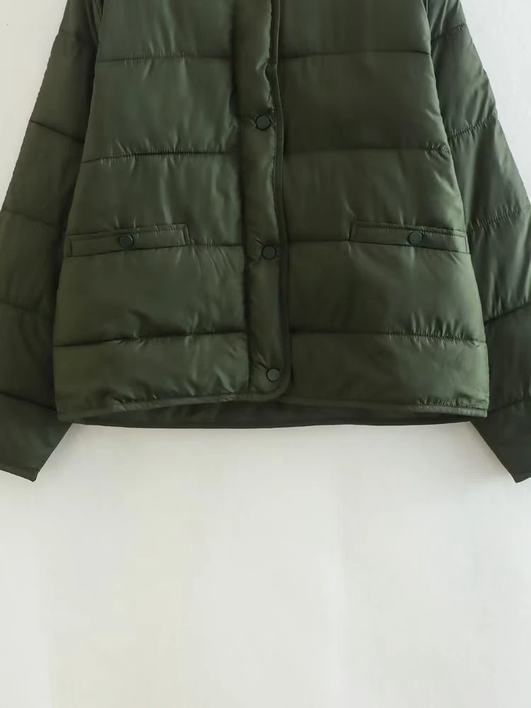 2022 Winter Ins Style Women Amy Green Warm Parkas Buttons Thick Chic Pockets Female Elegant Coat