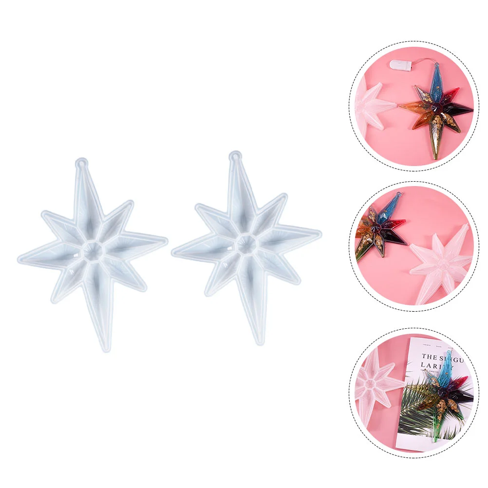 

2 Pcs Octagonal Star Mold Silicone Molds Hanging Hole Christmas Tree Craft DIY Epoxy Resin Silica Gel