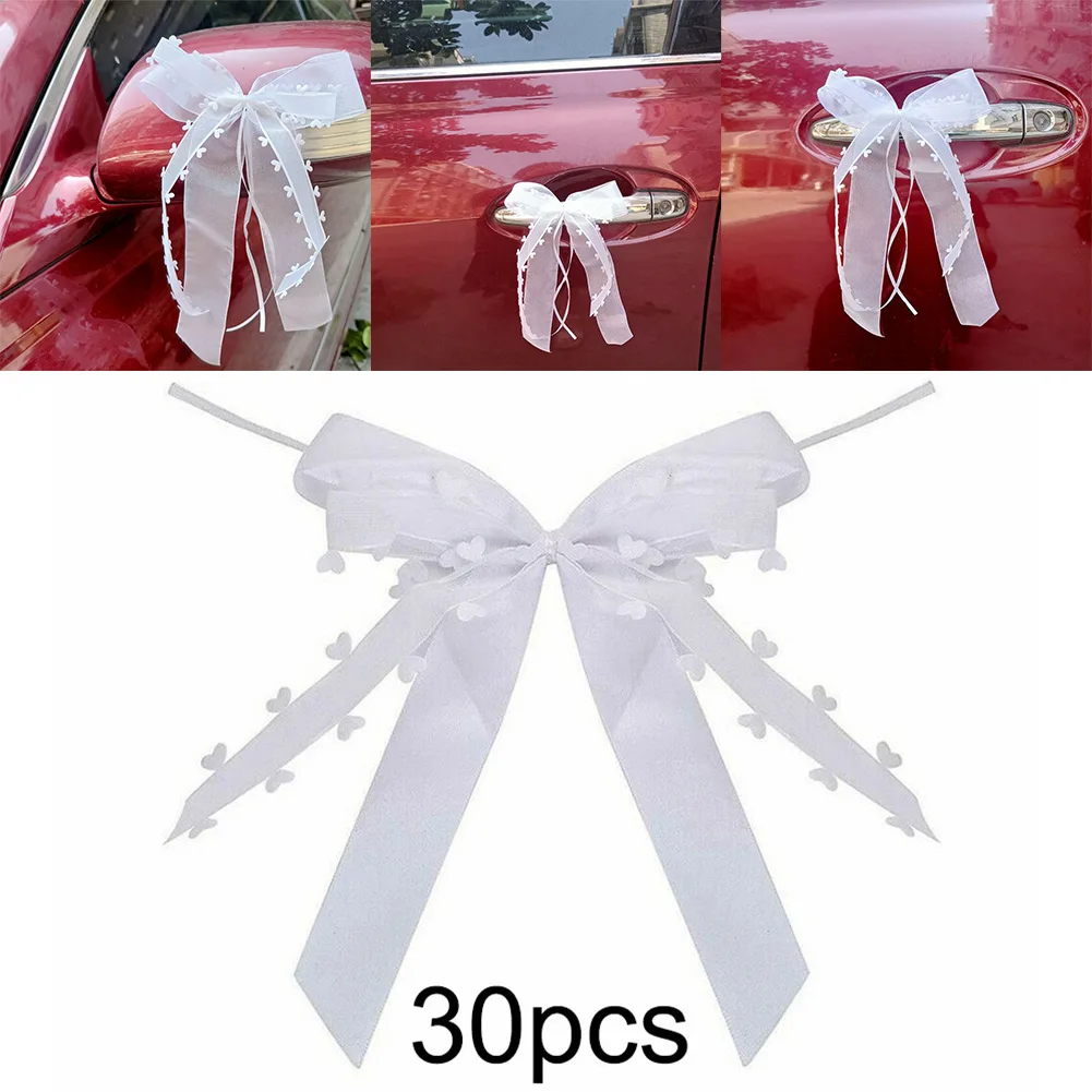 

30pcs Ribbon Bows Wedding Car Decoration Gift Wrap Satin Ribbon Bows Love Yarn Bow Birthday Party Chairs Decorations Supplies