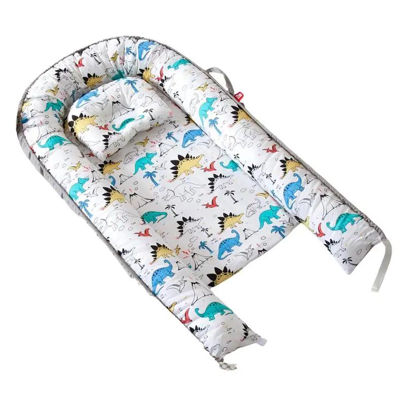 

Детская кровать-гнездо с подушкой, портативный детский шезлонг, Регулируемый шезлонг для новорожденных, дорожная кроватка, мягкая дышащая для новорожденных, бампер для кровати