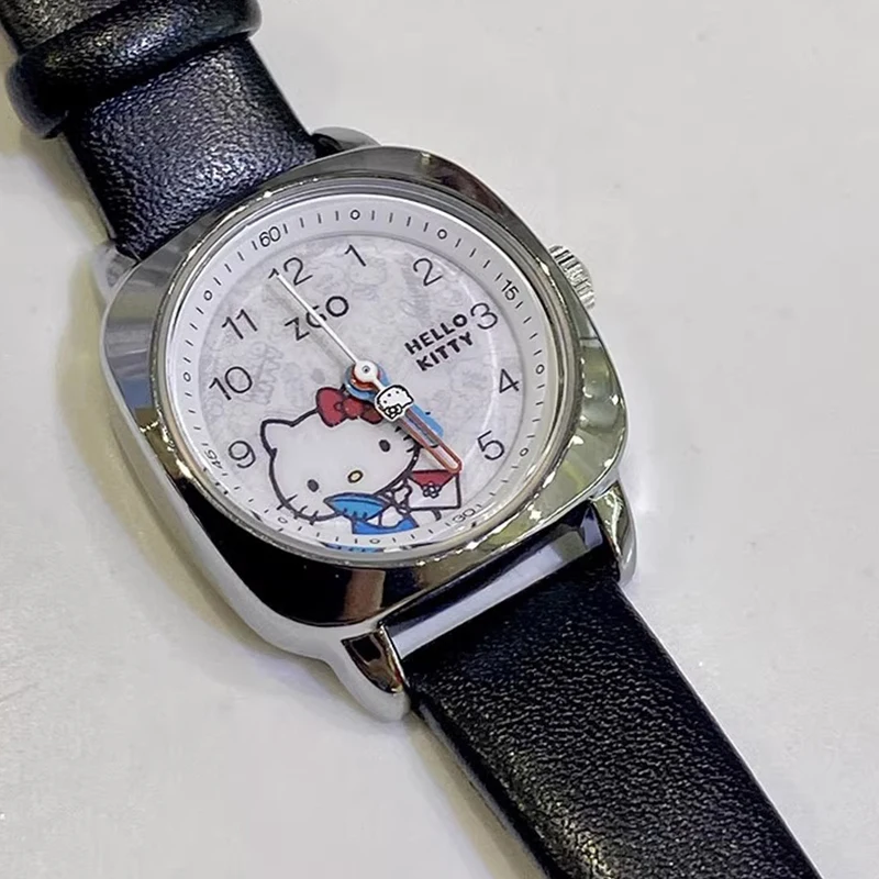 

Hello Kitty Sanrio наручные часы в стиле ретро Kawaii Anime Kuromi мультфильм студент темпераментные кварцевые часы наручные украшения для девочек