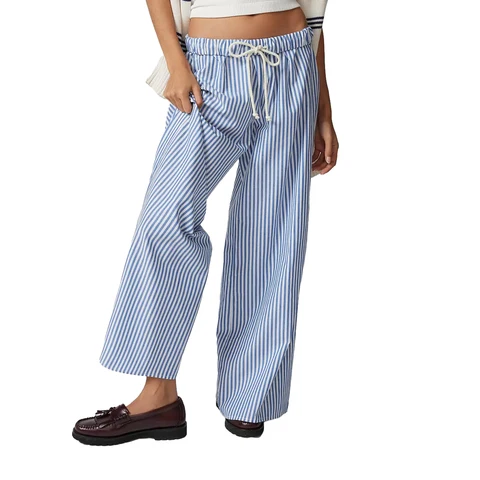 Женские штаны s Y2k, полосатые Широкие штаны, Повседневные Удобные пижамные штаны на шнуровке с эластичным поясом, одежда для отдыха