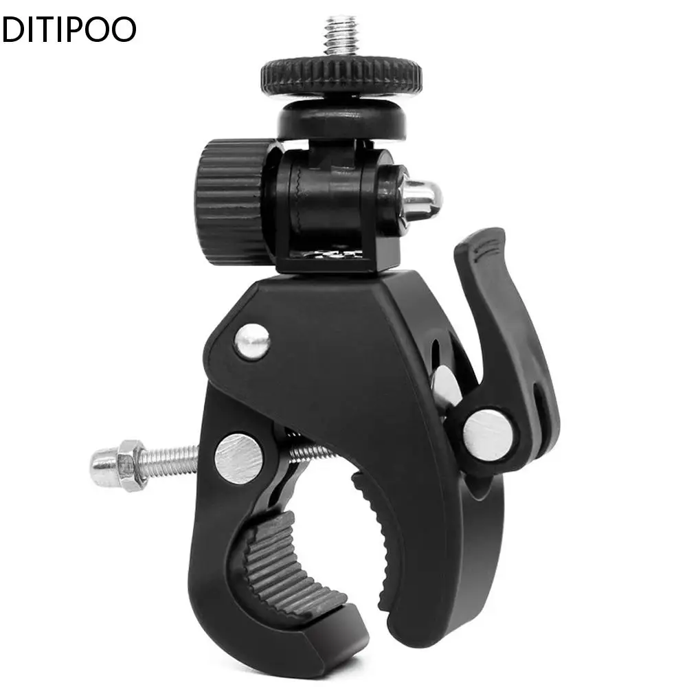

Black Bike Bicycle Motorcycle Handlebar Handle Clamp Bar Camera Mount Tripod Adapter Camera Clamp Adjustable Camera Bicycle Hand