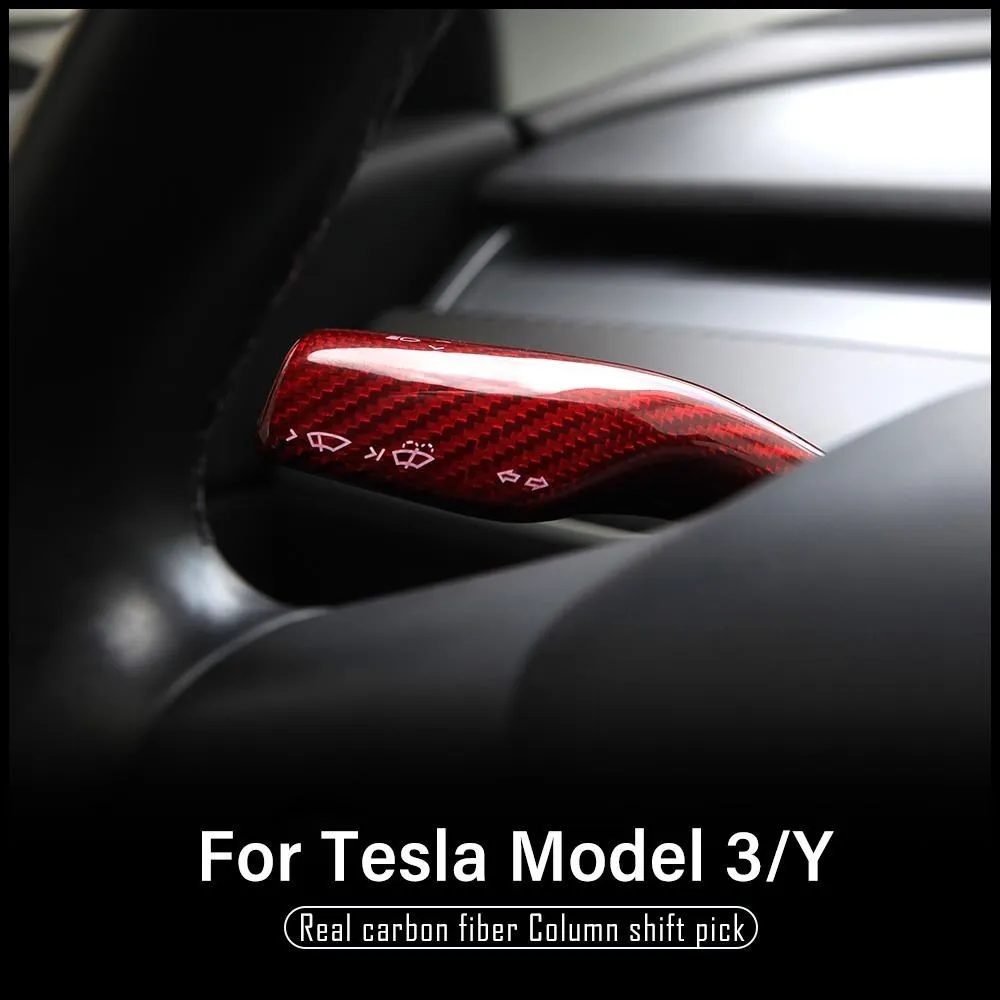 

NEW Tesla model 3 Tesla Model Y 2021-2017 Accessories Real Carbon Fiber Column Shift Protective Cover Decorative Stickers 2PCS