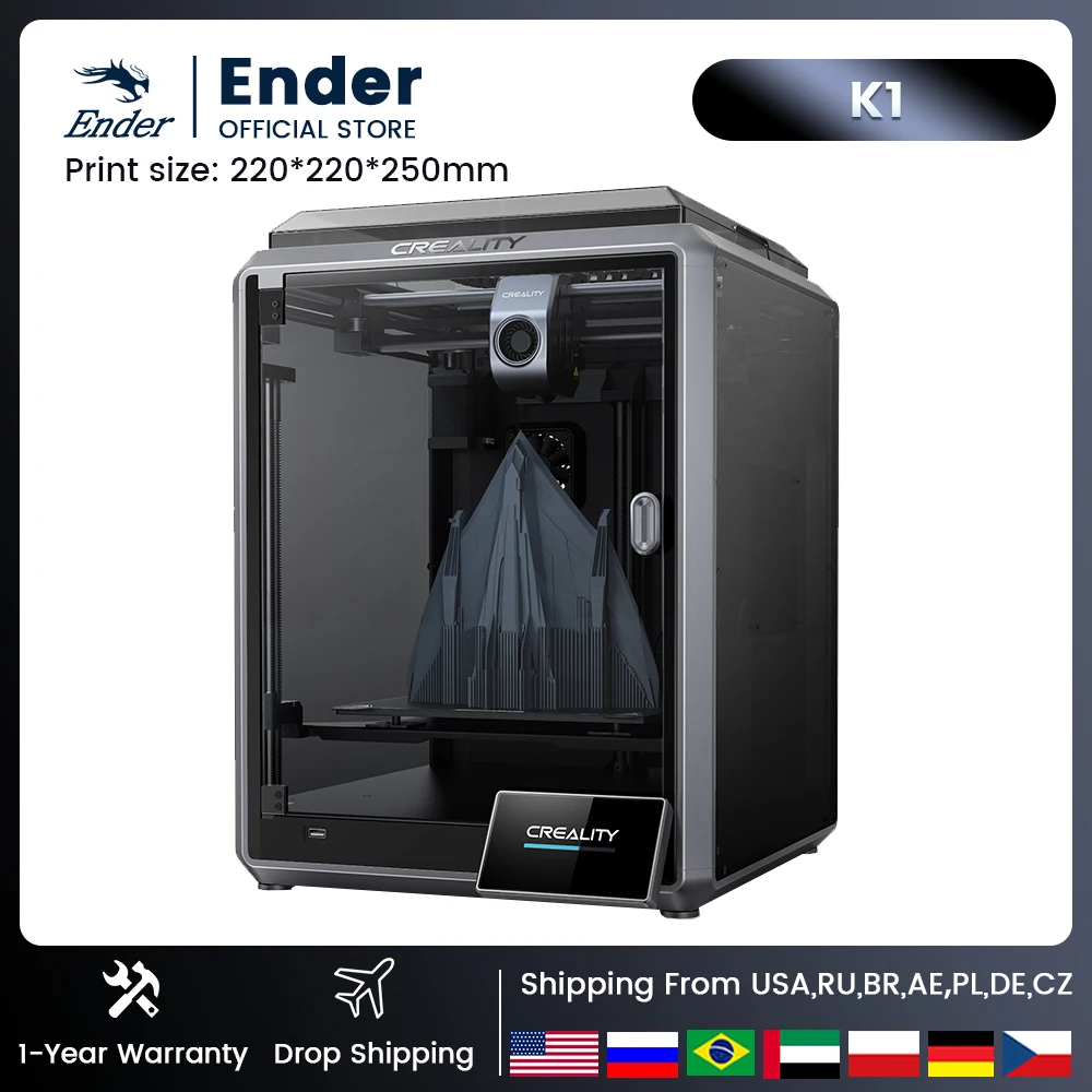 

PRE-SALE Creality k1 600 мм/с скоростной 3D принтер с автоматическим выравниванием, гибкая печатная плата, Размер x мм