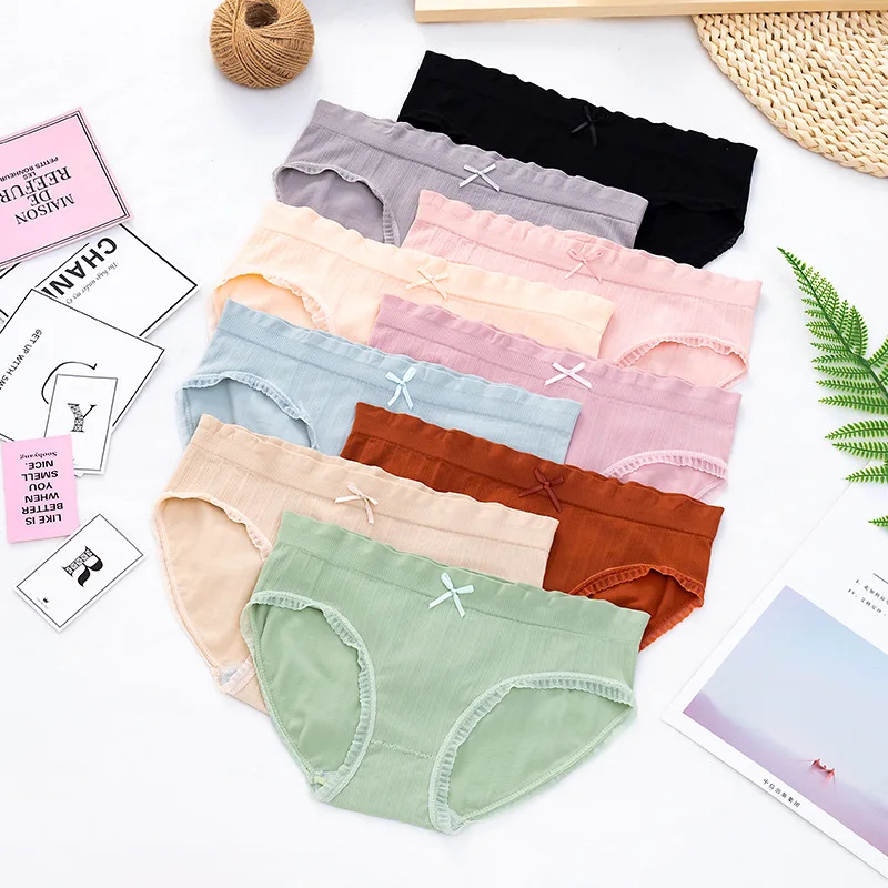 

Women's Panties graphene cotton crotch antibacterial middle waist sexy briefs