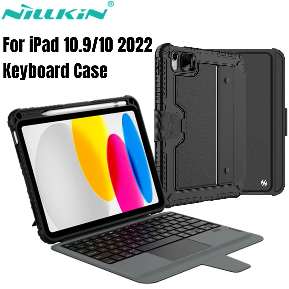 NILLKIN For iPad 10.9 2022 Case Protective Leather Cover Folding Stand For iPad 10 2022 Bluetooth Keyboard Case With Pen Slot
