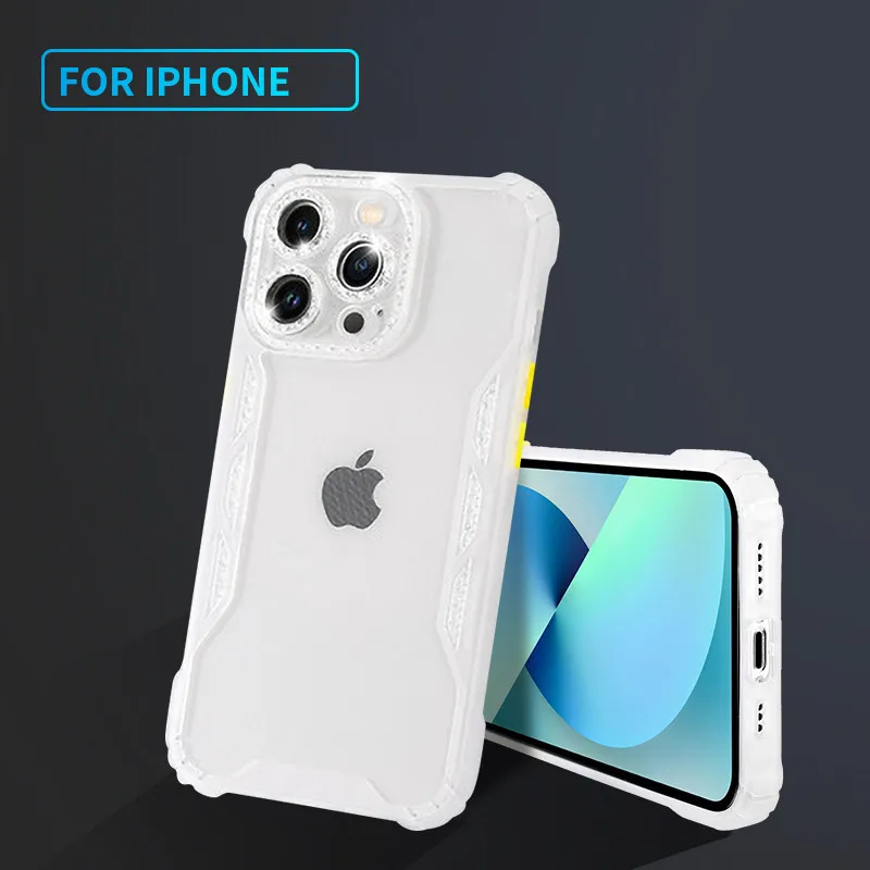 

Lens Flash Drill Case For iPhone13 11 14 Pro Max 12 Mini XS Max X XR 7 8 Plus Se2 Four Color Fall Proof Soft Silicone Cover