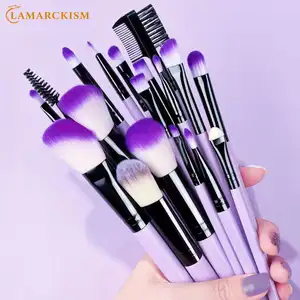 18 Pcs Purple Makeup Brushes Set Soft Eyeshadow Foundation Cosmetic Powder Blush Blending Beauty  In