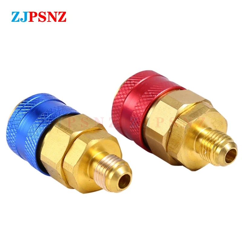 

Car Quick Coupler Connector Freon R134A H/L Brass Adapters Air Conditioning Refrigerant Adjustable AC Manifold Gauge Terminal