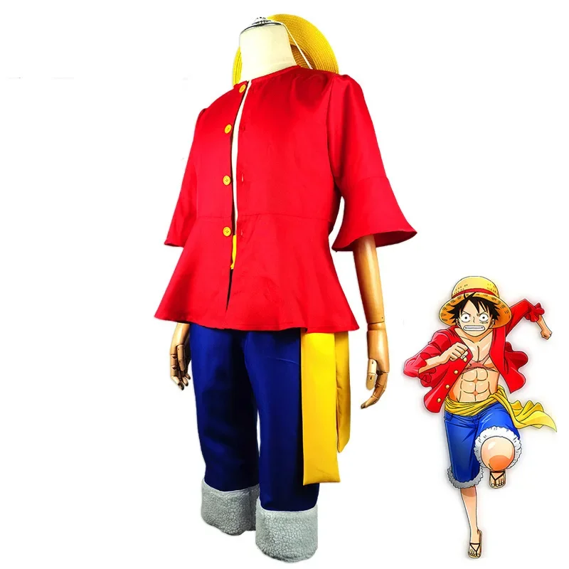 Аниме Луффи Косплей Traje Com Chaphi De Palha Para Meninos Хэллоуин Карнавальная форма Casaco Calças Cinto