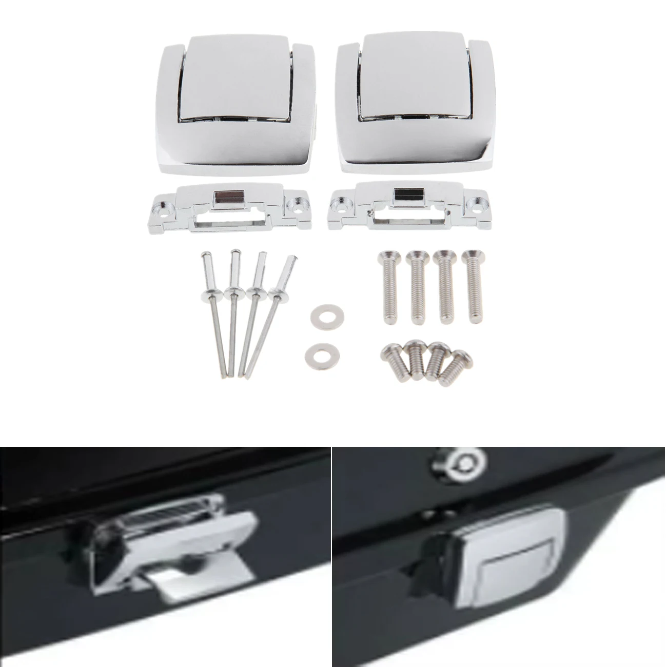 

Honhill Motorcycle Pack Trunk Lock Latches Fits For Harley Davidson Classic Electra Glide Ultra 1980-2013 Chrome