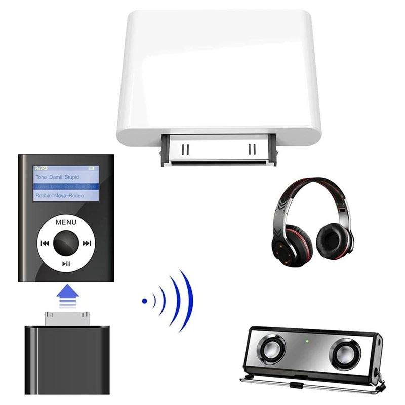 30-контактный аудиопередатчик Bluetooth 4 1 для IPod Mini Classic Nano Touch (белый) |