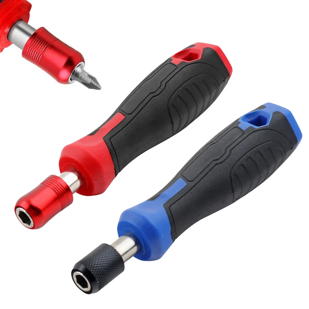

1pc 1/4'' Hex Screwdriver Handle Rubber Non-slip Adapter Header Repair Tools Hand Tools Accessories Red Black/Blue Black