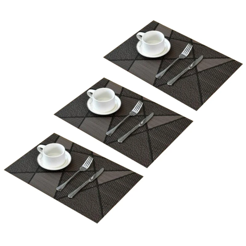 

JFBL Hot 18Pcs Europe Style Placemat Waterproof Decoration Mat Heat-Resistant Table Mat Dishes Coaster Tableware Mat Black