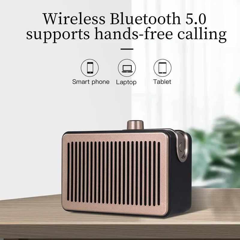 New Retro Bluetooth Speaker Wood Grain Desktop FM Radio Mini Wireless Card Desktop Small Audio