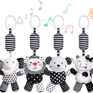 Baby Toy Newborn Stroller Plush Rattle Toys Black and White Animals Baby Rattles Crib Mobiles Bed Be in Pakistan