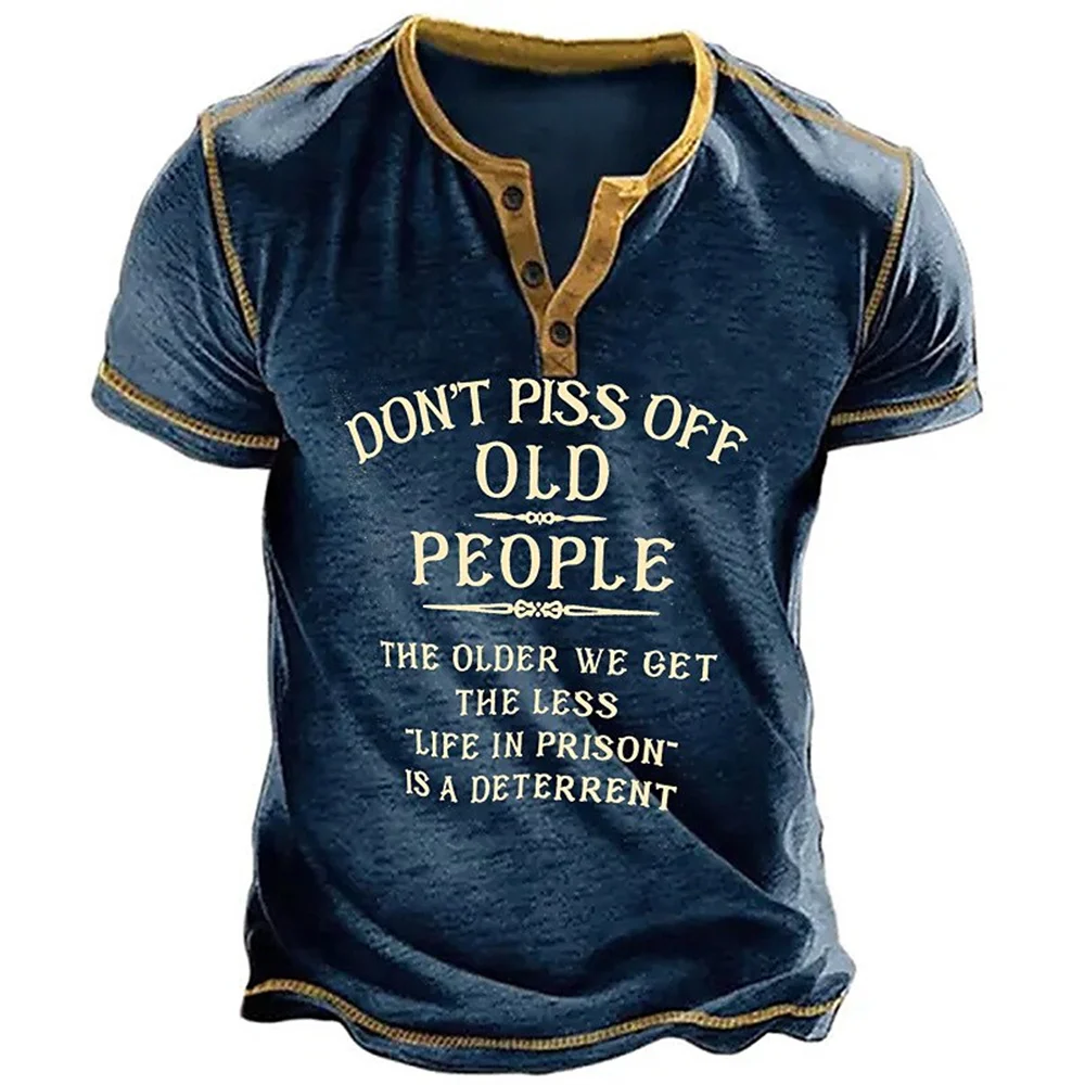 

Guitar Letter 3D Print Henley Shirts Men's Vintage Fashion Streetwear Oversized Short Sleeve T Shirt Man Male Tees Tops Clothing