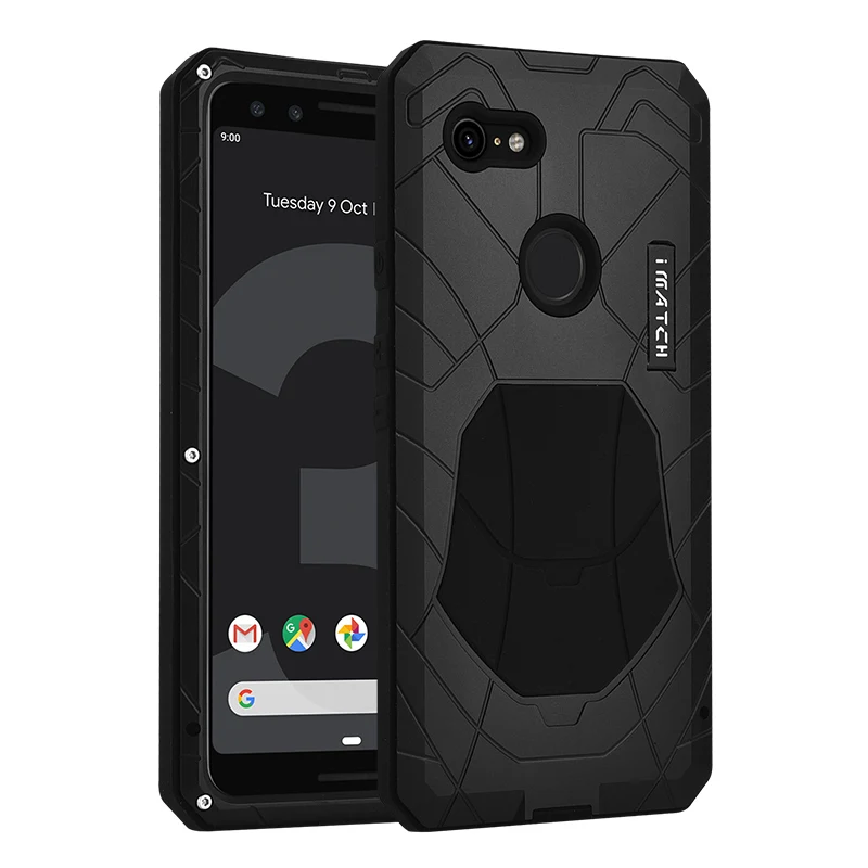 Imatch Aluminum Metal Armor Silicone Shockproof Cover For Google Pixel 3 3a Xl  Dirt Shock Proof Case