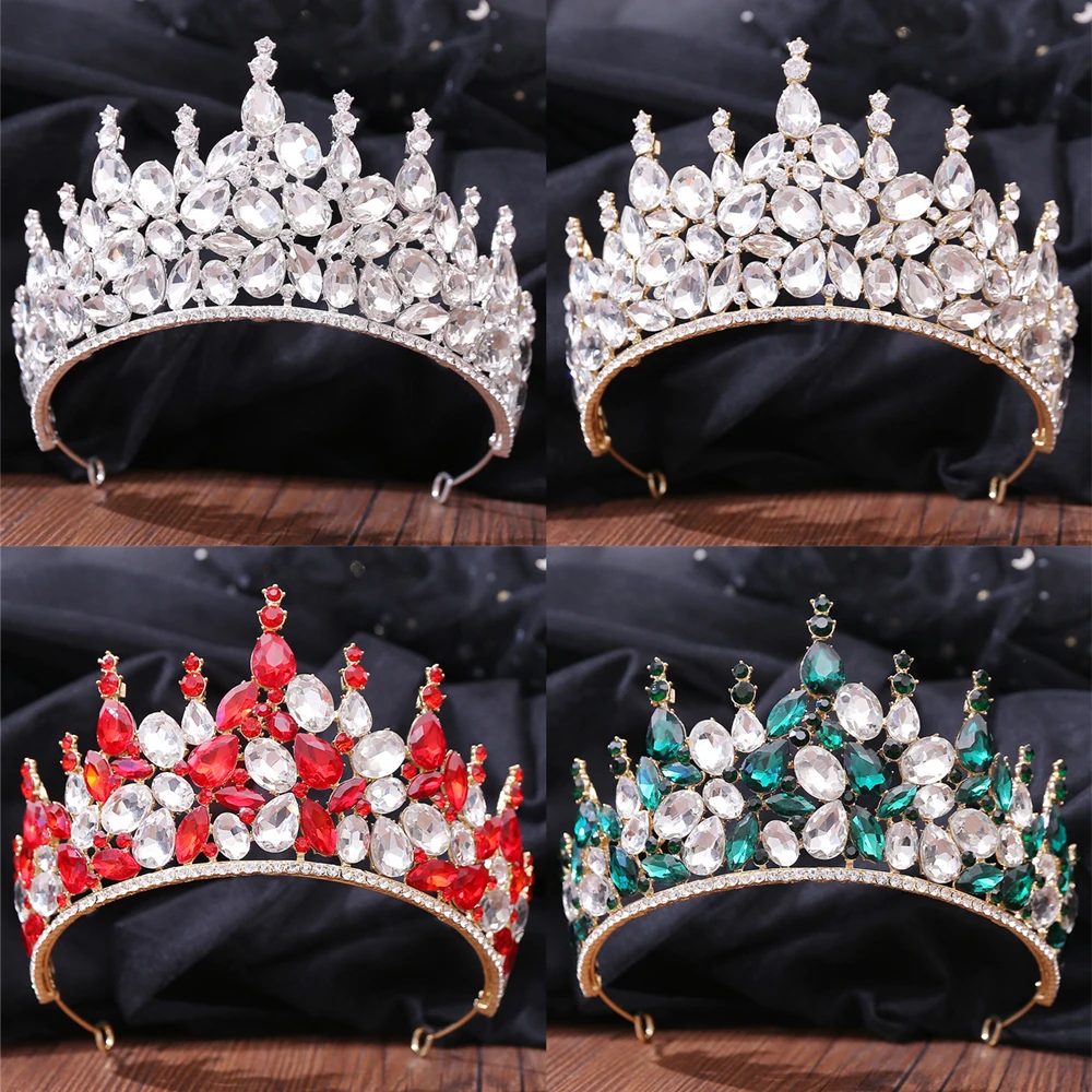 

Baroque Luxury Crystal Big Tiaras And Crowns Vintage Rhinestone Prom Diadem Women Party Wedding Bridal Hair Accessories Jewelry