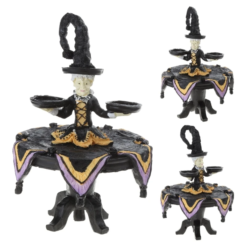 

Halloween Witch Tabletop Server Halloween Witch Display Stand with Harlequin Tablecloth Cupcake Display Stand Home