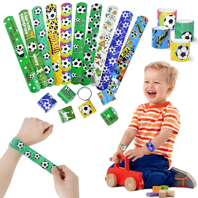 

10pcs Football Clap Circle Kids Toys Football Sport Theme World Cup Soccer Decoration Slap Bracelet Happy Birthday Party Favor