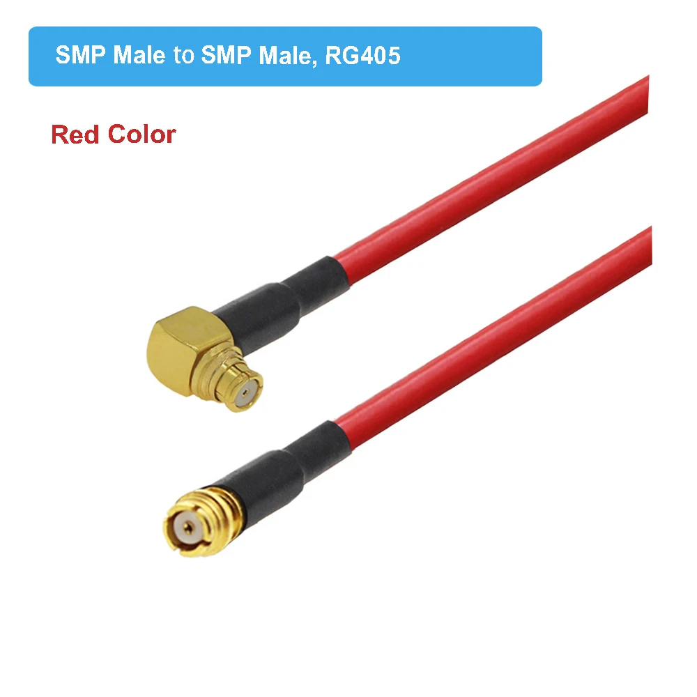 BEVOTOP SMP Женский прямоугольный разъем SMP «мама» 90-градусный разъем Полугибкая красная перемычка RG405 с косичкой 50 Ом RF Коаксиальный кабель