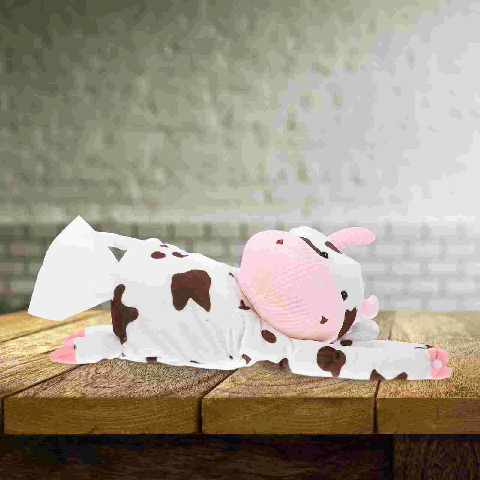 

Tissue Box Cover Holder Hanging Plush Animal Cow Paper Anime Storage Auto Dispenser Container Fluffy Napkin
