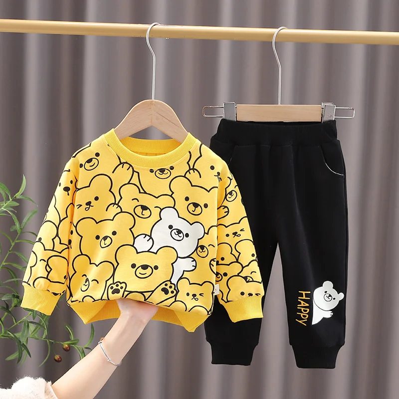 New Spring Autumn Baby Girls Clothes Suit Children Boys Cartoon T-Shirt Pants 2Pcs/Sets Toddler Casual Costume Kids Tracksuits