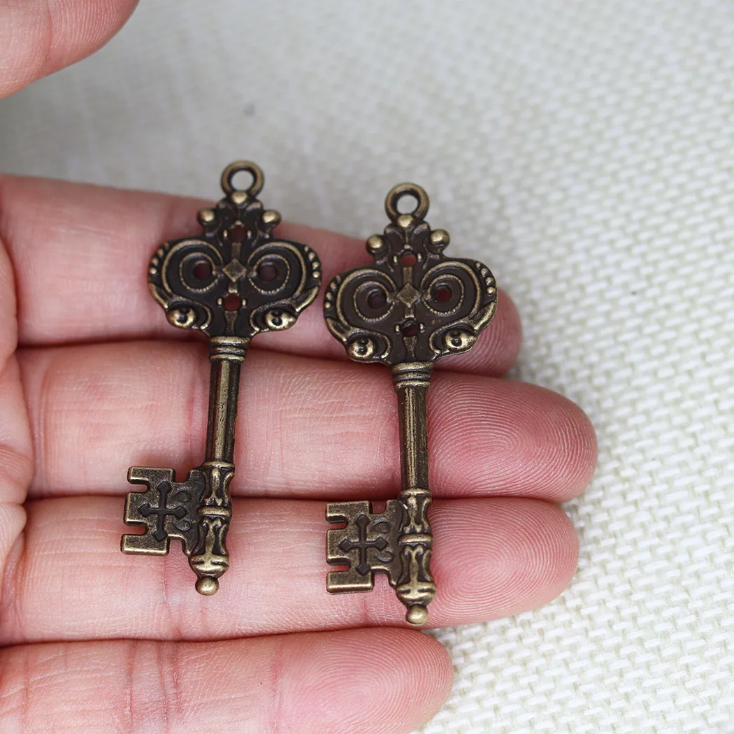 Подвески для ключей из античной бронзы, винтажные подвески из металлического сплава, аксессуары «сделай сам» для изготовления ювелирных изделий 51x20 мм, 5 шт.