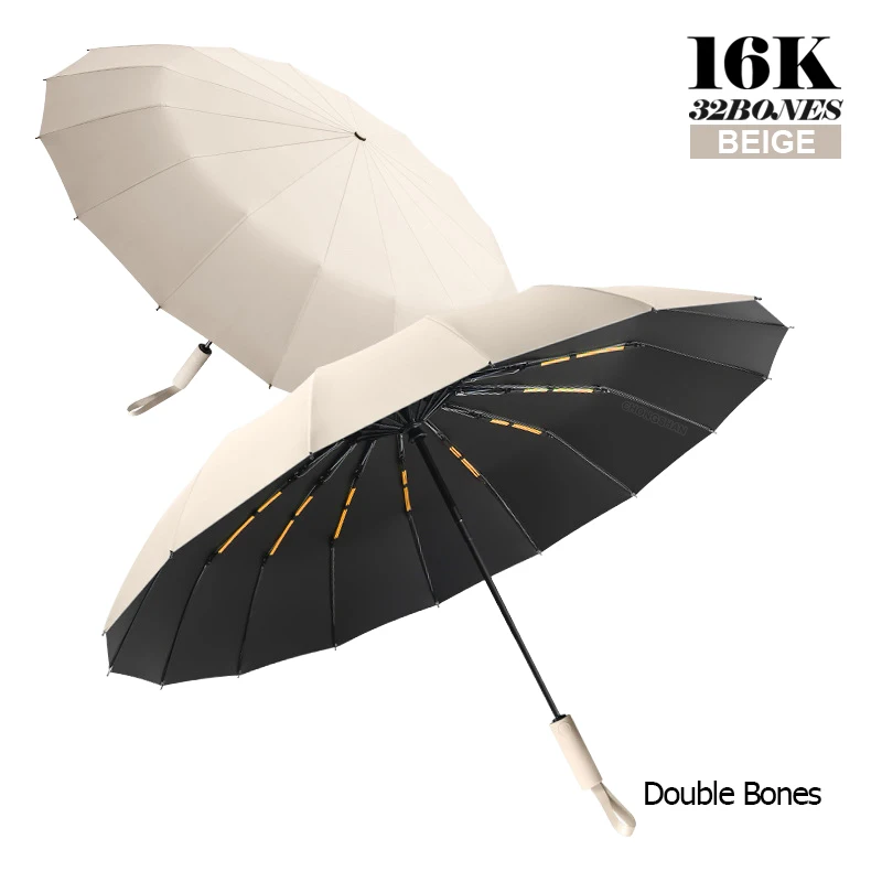 Большой УФ-зонт с двойными косточками для мужчин и женщин, компактные ветрозащитные Автоматические Складные Роскошные зонтики от солнца и дождя, 16 к
