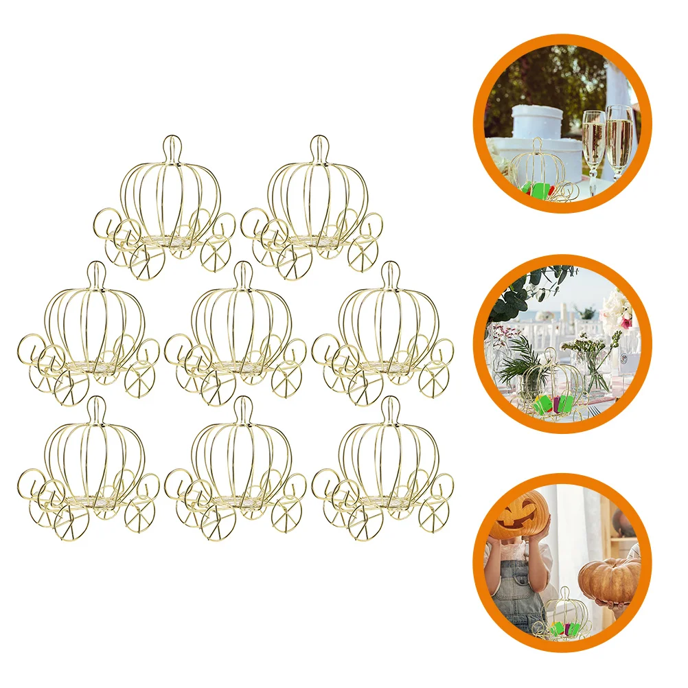 

8 Pcs Gold Decor Pumpkin Carriage Candy Container Centerpiece Wagon Party Wedding Gift