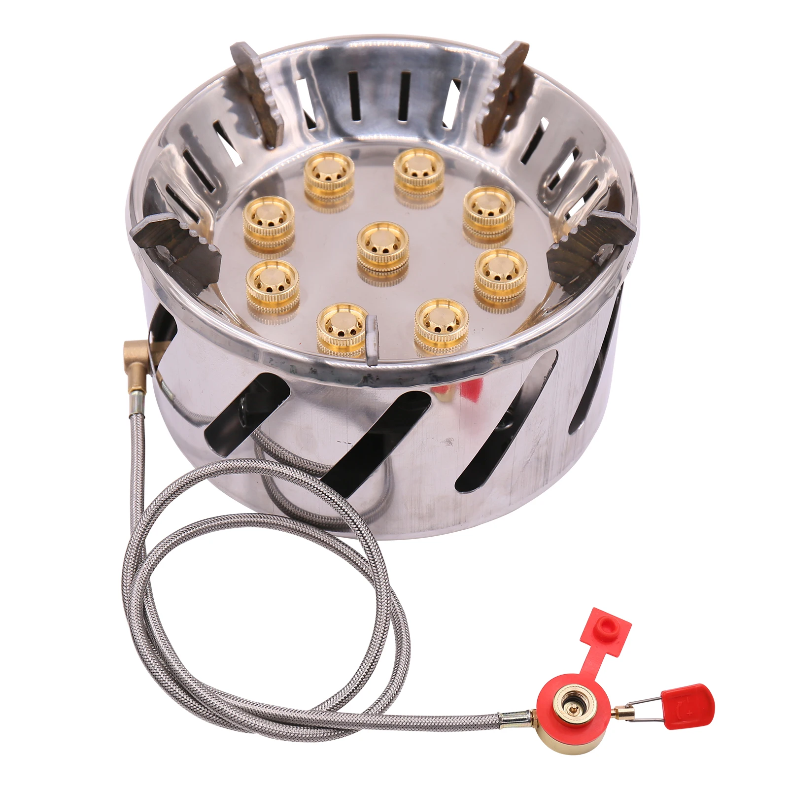 Stainless Steel 9-head Camping Stove Outdoor Camping Picnic Tour Portable 9 Holes Stove Camping Hiking Gas Stove