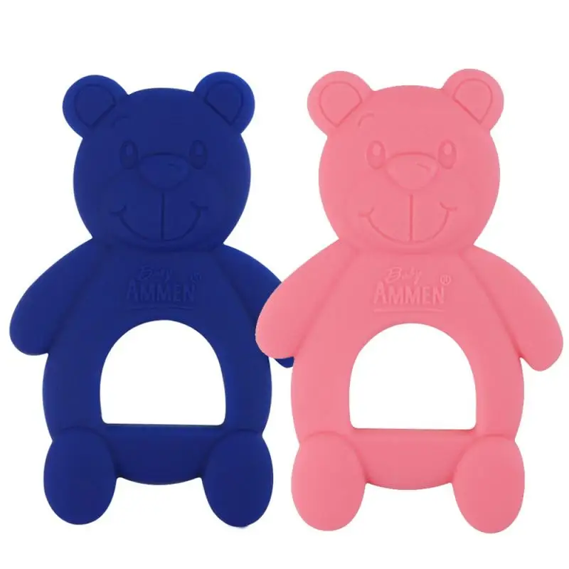 

New Baby Teether Silicone Bear Molar Stick Infant Boys Girls Bite Pink Blue Tool Safe Non-toxic Teethers