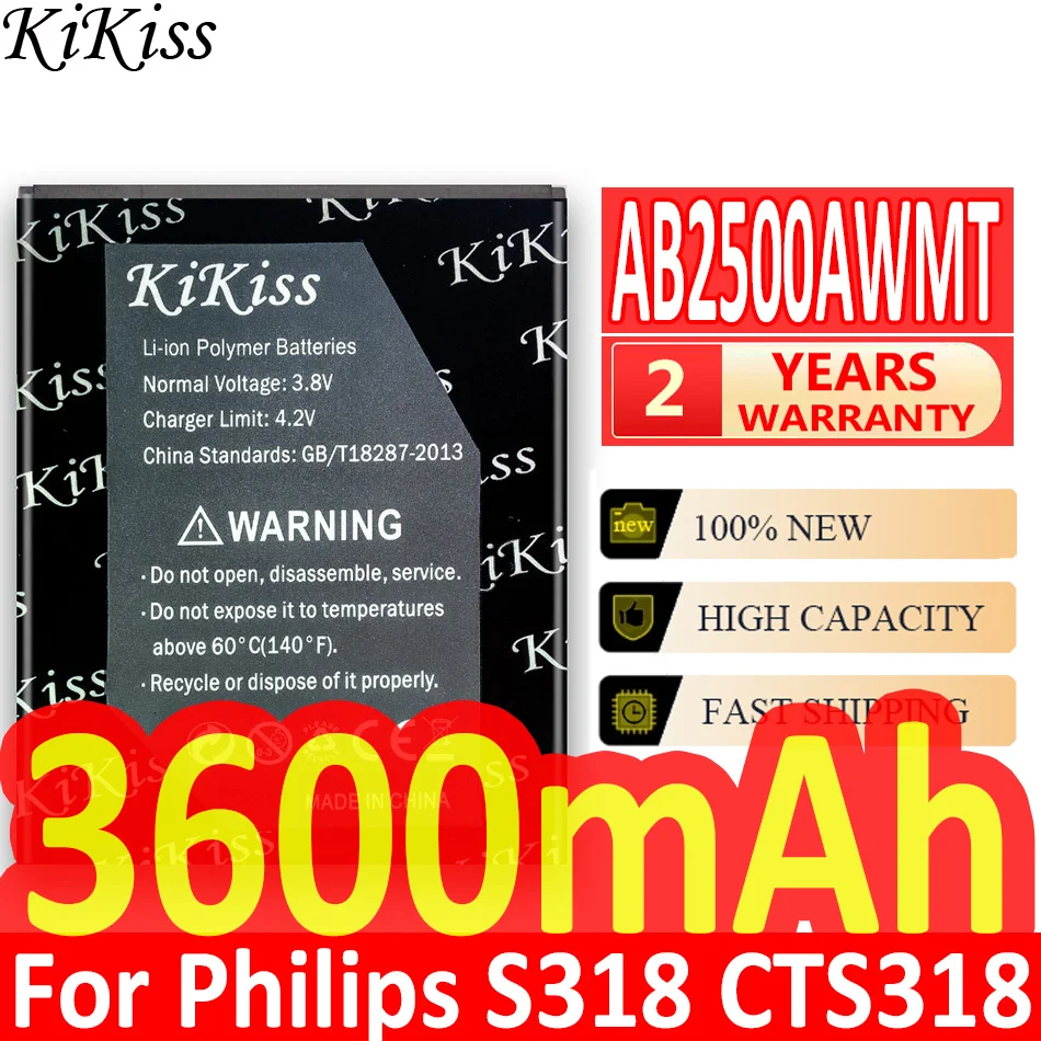 

3600mAh AB2500AWMT New Powerful Battery For Philips S318 CTS318 Phone Battery Replace + Tracking Number