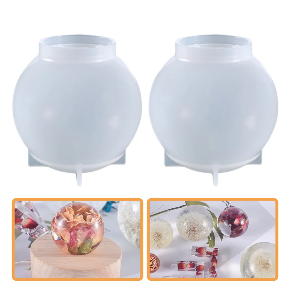 

2 Pcs Ball Mold Circle Cookie Cutters Crystal Molds Shape Silicone Body Silica Gel DIY Crafts Making