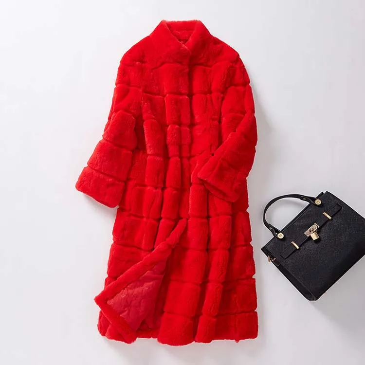 Женское пальто с мехом Офисная Толстая зимняя куртка из натурального меха |