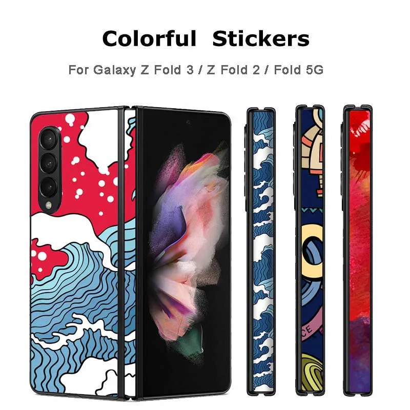 3D Colorful Anti-Scratch Phone Sticker For SAMSUNG Galaxy Z Fold 3 5G Back+Hinge Film For Z Fold4 /Fold 2 5G Decal Skin Cover