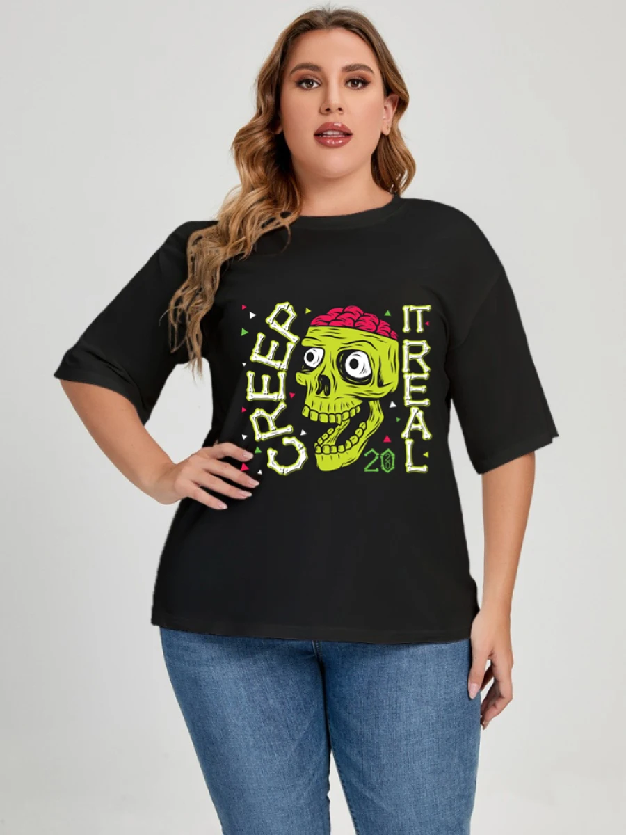 Женская футболка с коротким рукавом свободного покроя из натурального хлопка