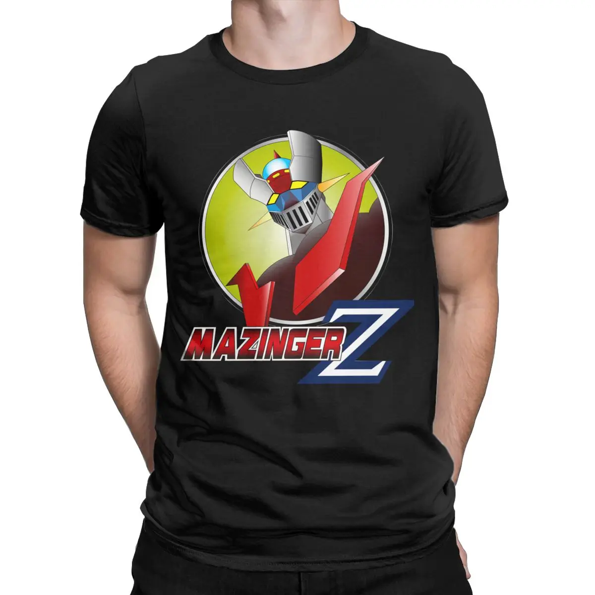 

Mazinger Logo Icon anime t shirt for men Pure Cotton Amazing T-Shirt Round Neck 70s Tees Short Sleeve Tops Plus Size