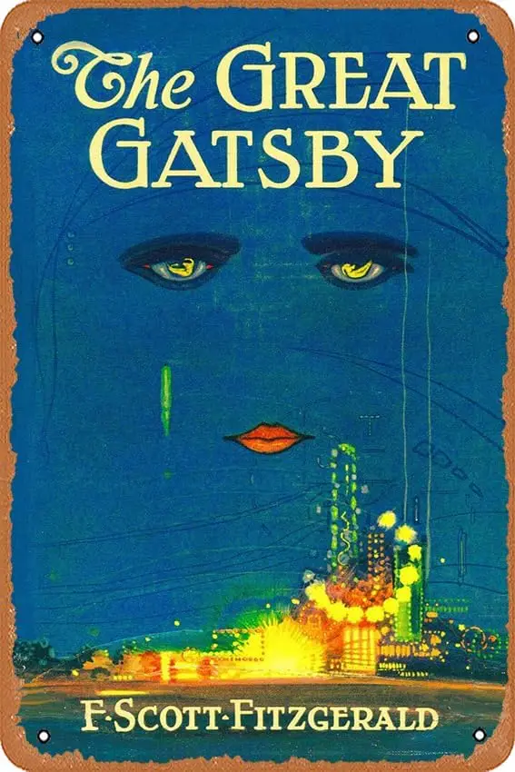 muecddoa Oulili Vintage Metal Sign The Great Gatsby Book Art Deco - 8x12 дюймов жестяная вывеска для дома бара