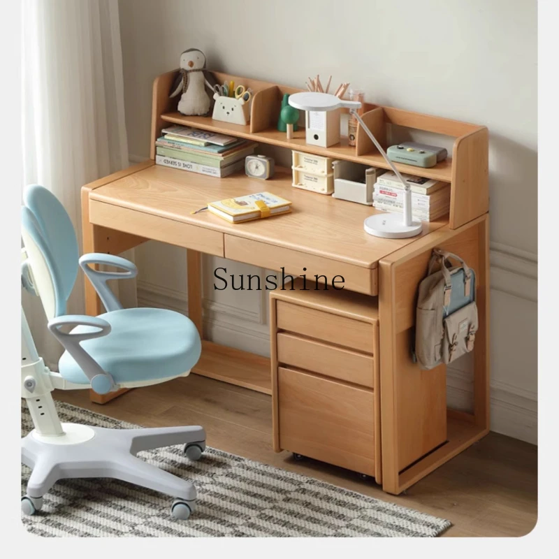 Подъемный учебный стол из цельного дерева письменный скандинавского дуба