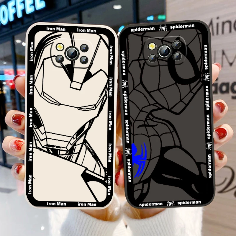 

Superhero spider man iron man Phone Case For Xiaomi Mi Poco X4 X3 C40 C31 C3 M4 M3 F4 F3 GT Pro NFC Soft Liquid Rope Cover